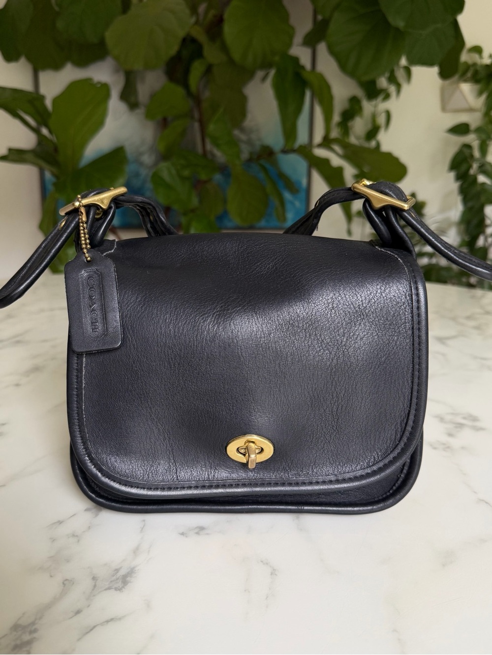 Coach Vintage Legacy Small Flap Turnlock Leather Crossbody Bag 9965 Black 90s